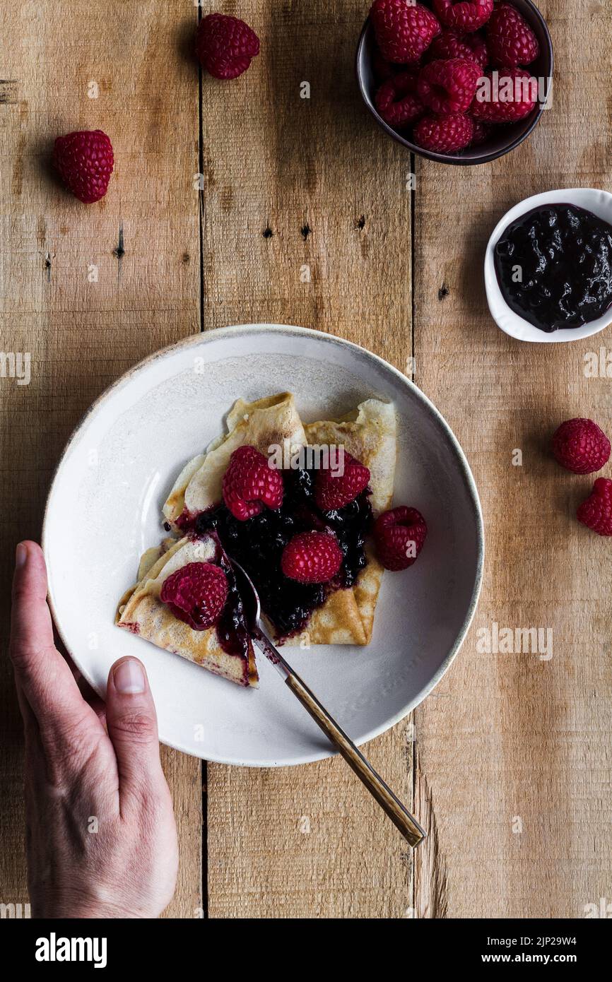 berries, crepes, süßes frühstück, berry Stock Photo