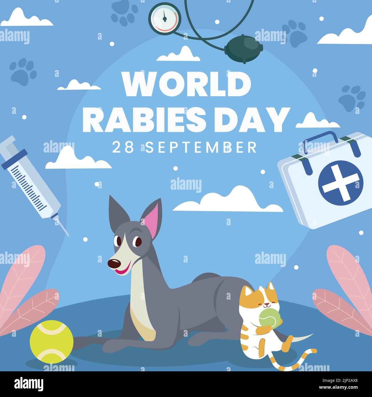 Flat illustration for world rabies day Vector illustration Stock Vector