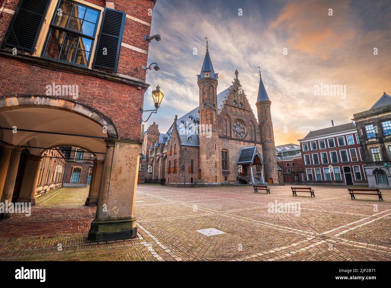 The Hague, Netherlands at the Ridderzaal during morningtime. Stock Photo