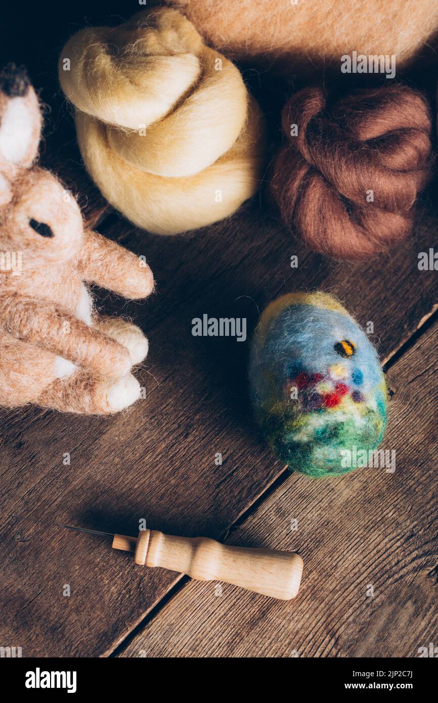 handcraft, easter egg, felting, handcrafts, needlework, needleworks, easter eggs Stock Photo