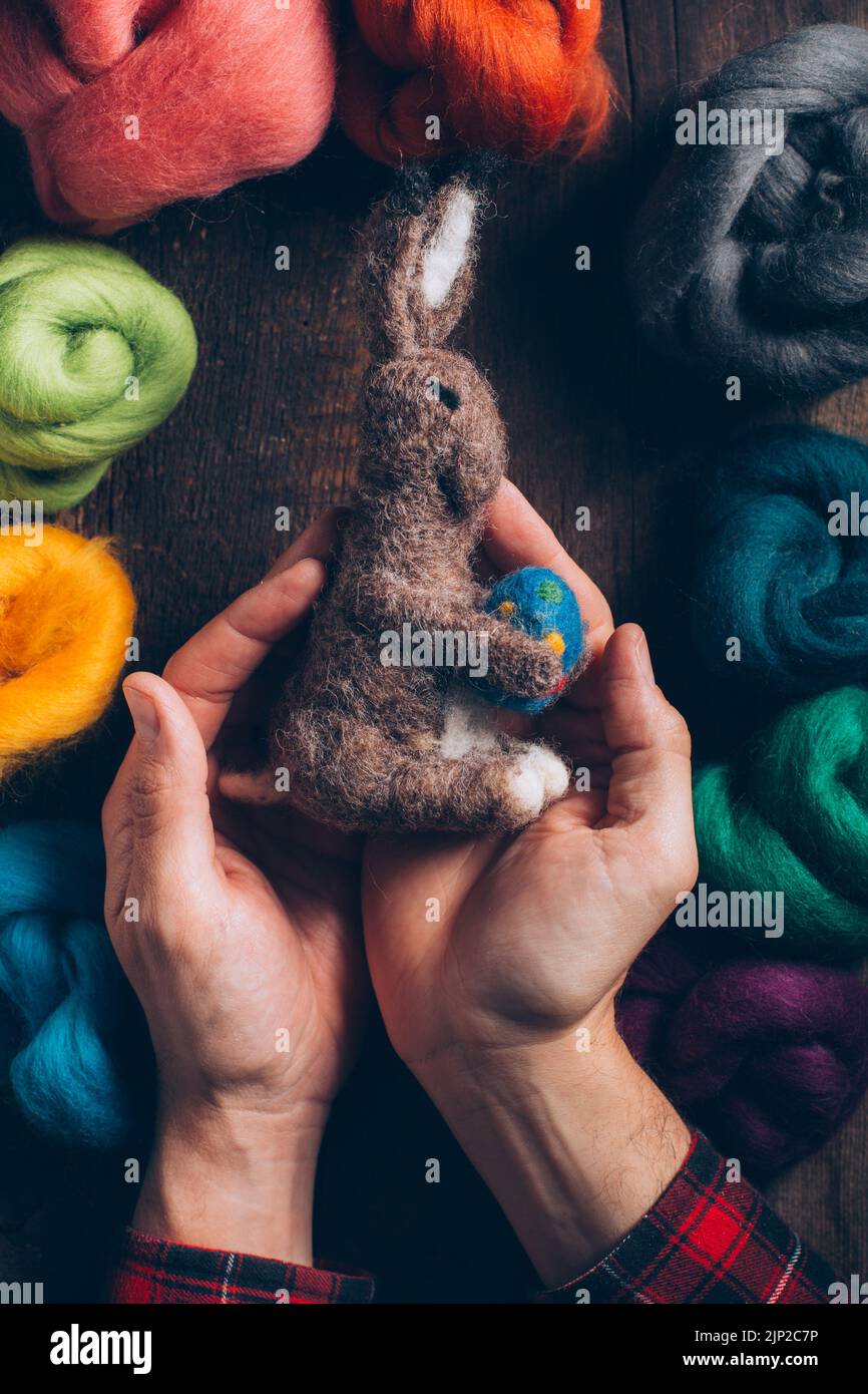 felt, easter bunny, wool, felts, easter bunnies, wools Stock Photo
