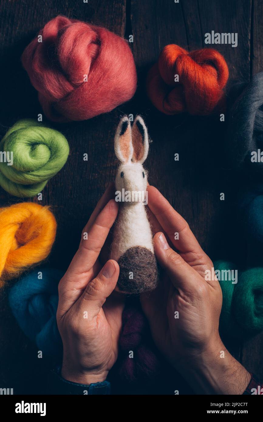 easter bunny, wool, felting, easter bunnies, wools Stock Photo