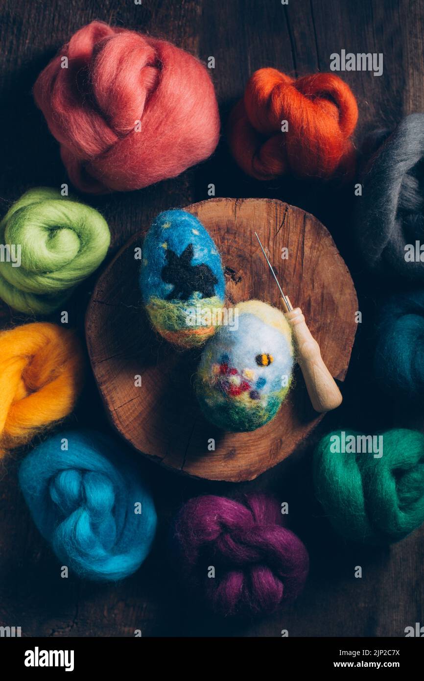 easter, easter egg, multi colored, felting, easters, easter eggs, multi coloreds Stock Photo