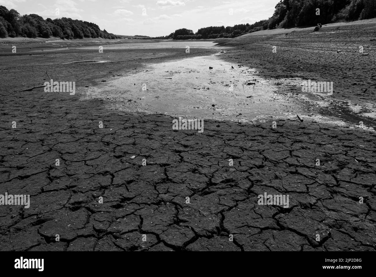 Wayoh Reservoir, Bolton Lancashire in drought conditions Stock Photo