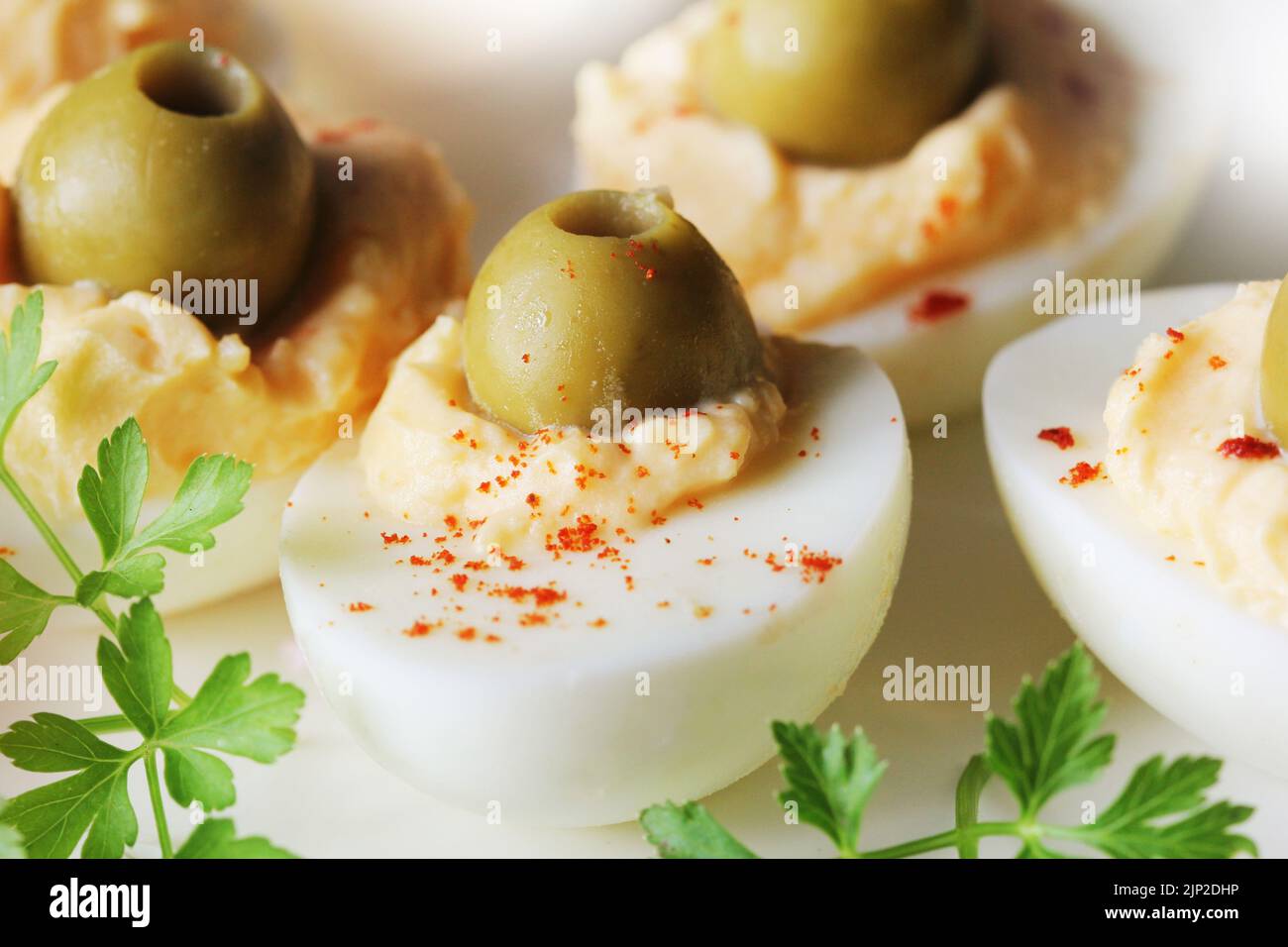 stuffed eggs, mayonnaise eier Stock Photo