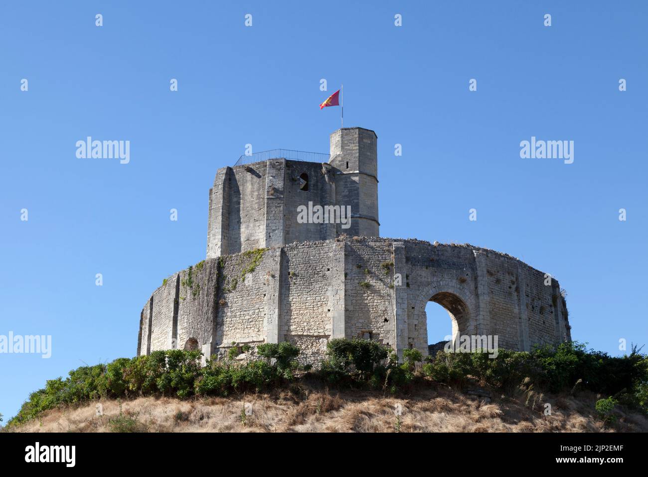 Ruins of the keep of the castle of Gisors, a former fortified castle, built between the end of the eleventh century and the sixteenth century. Stock Photo