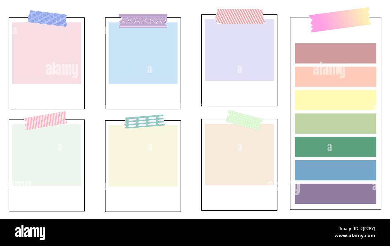 set of cute colorful planner paper template notepad, memo, sticky note