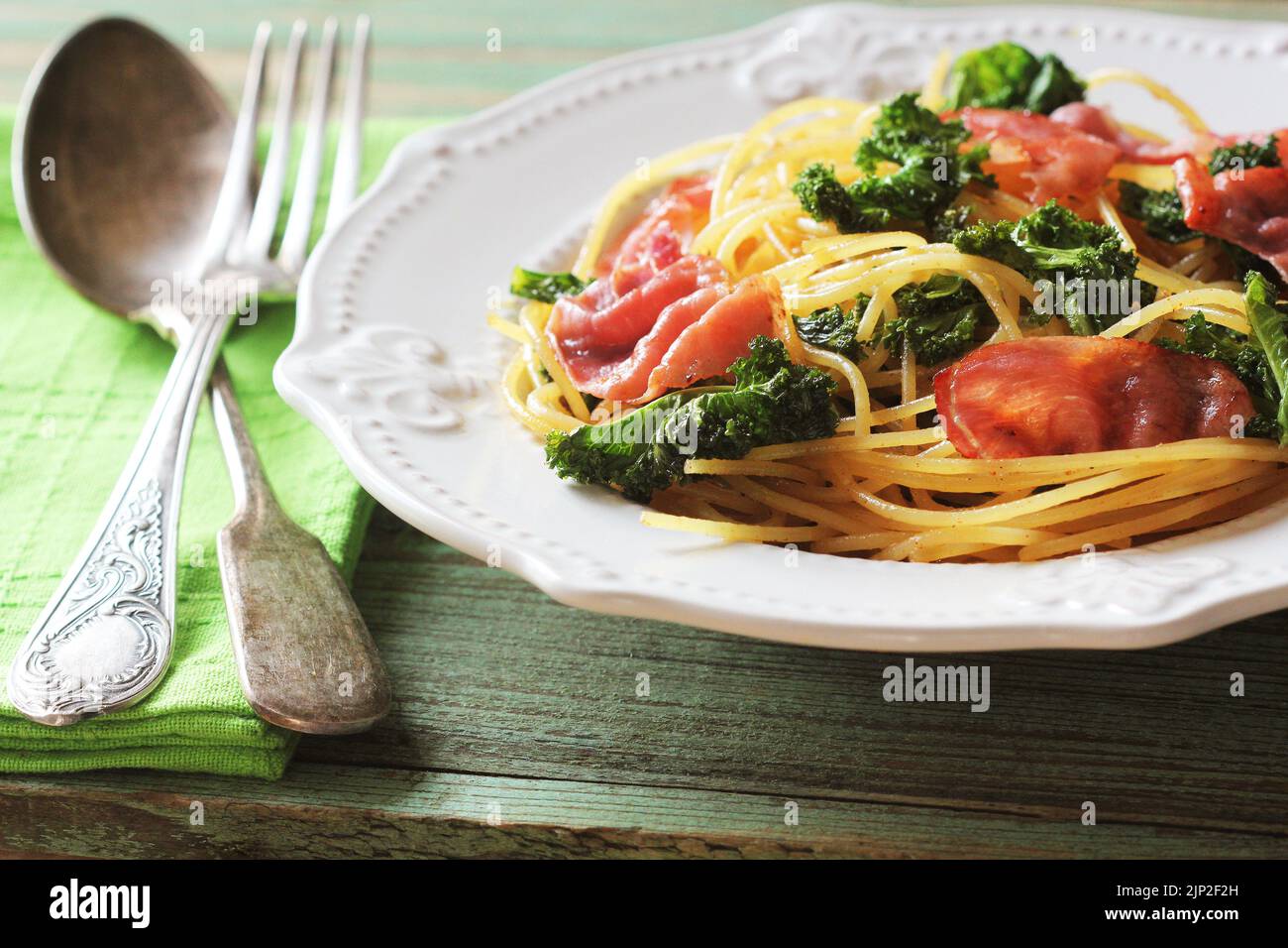bacon, spaghetti, kale, bacons, spaghettis, kales Stock Photo Alamy