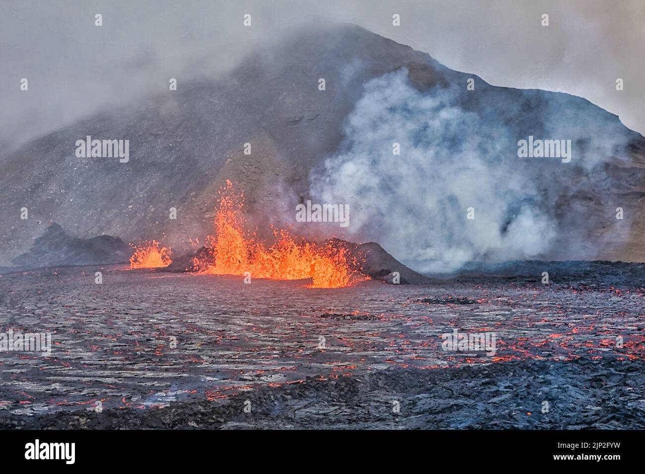 Vulkanausbruch in Island Stock Photo