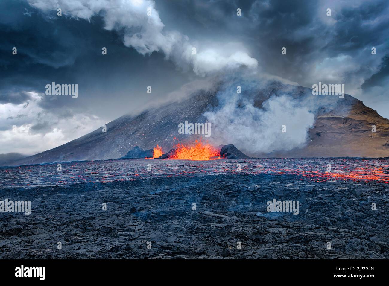 Vulkanausbruch in Island Stock Photo