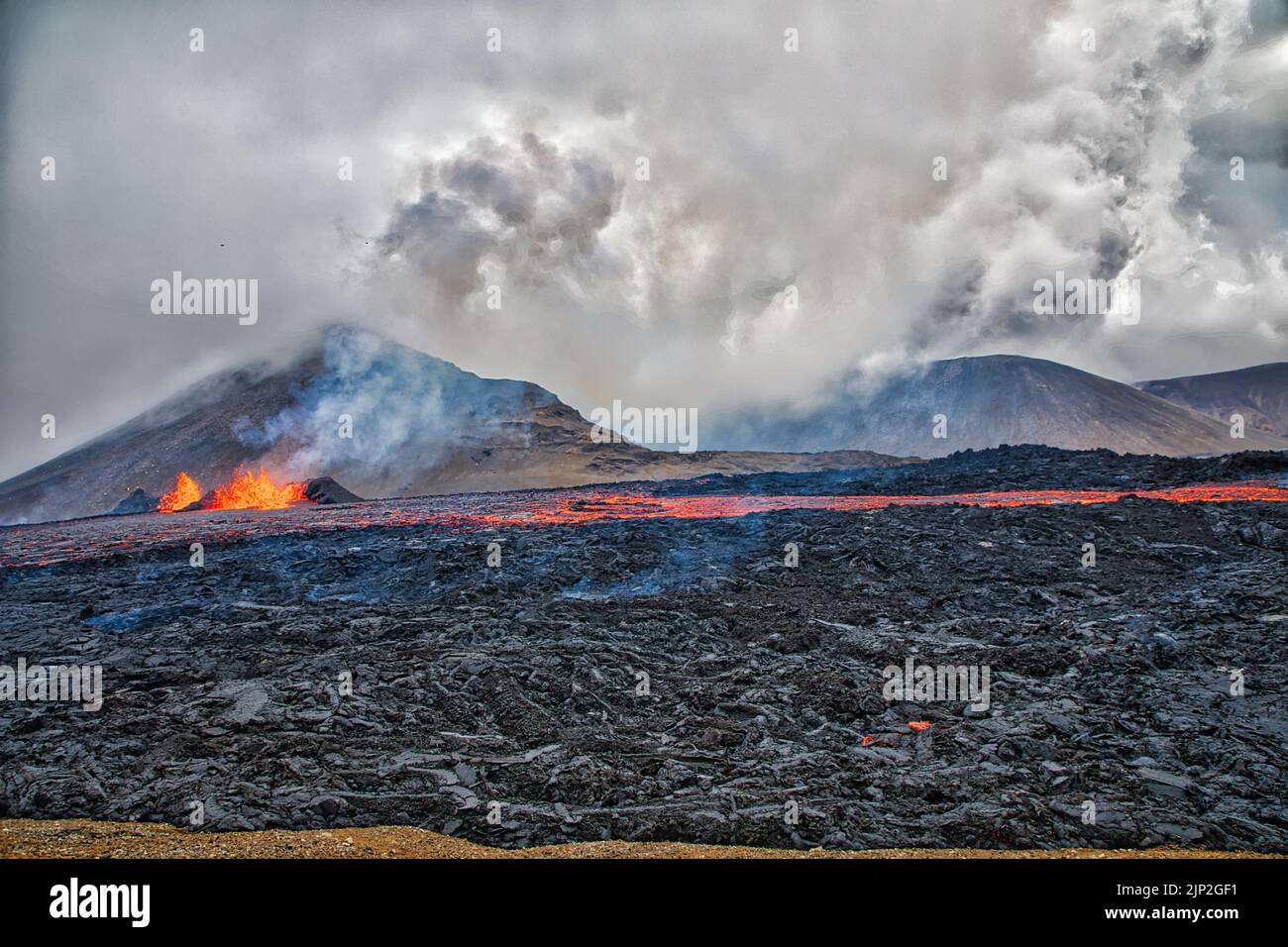 Vulkanausbruch in Island Stock Photo