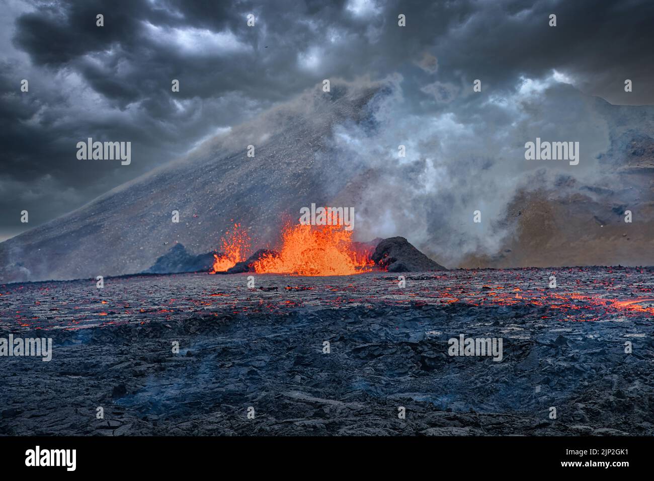 Vulkanausbruch in Island Stock Photo