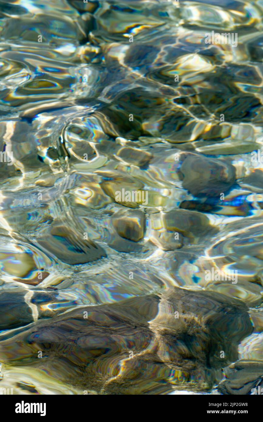Reflections on sea water, Thassos, Macedonia, North-Eastern France Stock Photo