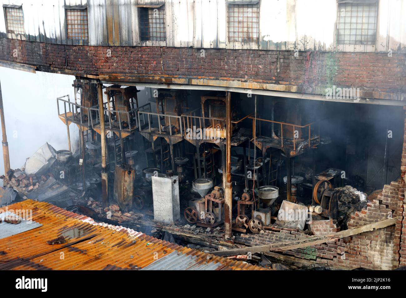Old Dhaka, Dhaka, Bangladesh. 15th Aug, 2022. At least 6 workers died in a  fire in a plastic toy factory in Robidasghat area of Old Dhaka. The fire  originated from the explosion