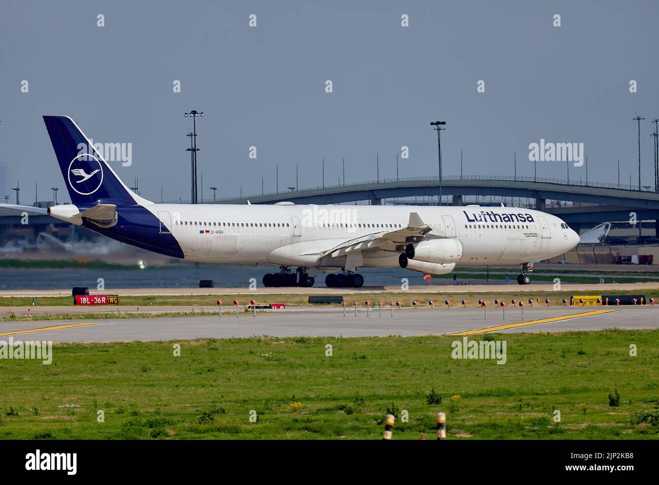 The Lufthansa aircraft at DFW International Airport Stock Photo