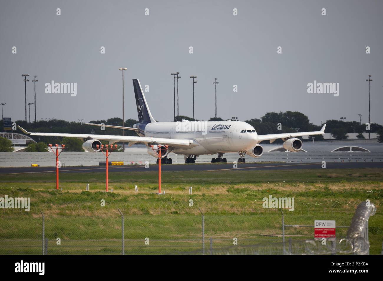 The Lufthansa aircraft at DFW International Airport Stock Photo