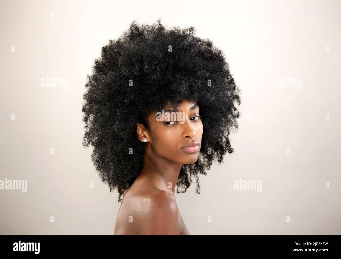 young woman, afro, person of color, girl, girls, woman, young women, afros Stock Photo
