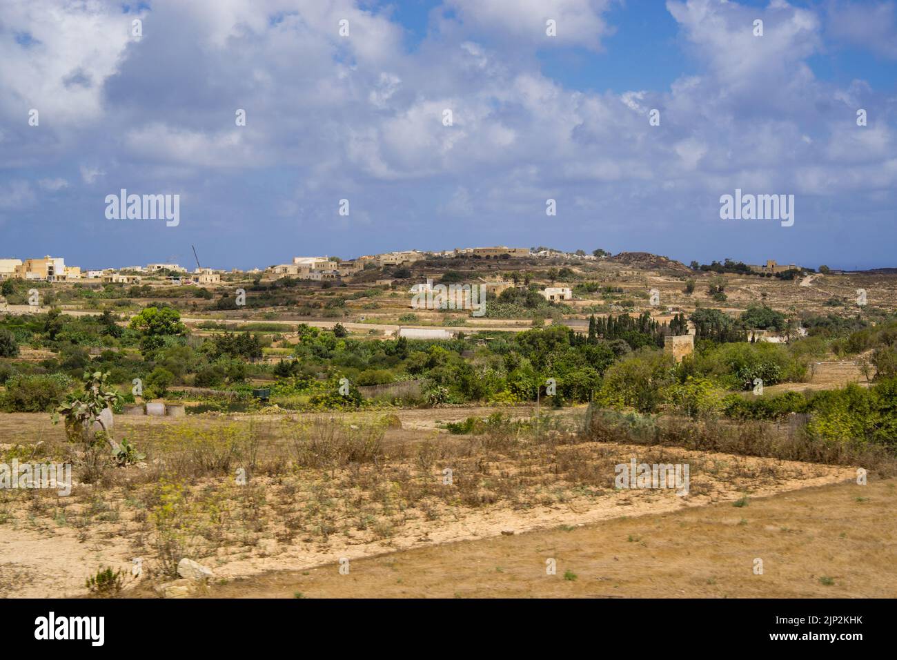 A beautiful view of agricultural crops in Gozo, Malta Stock Photo