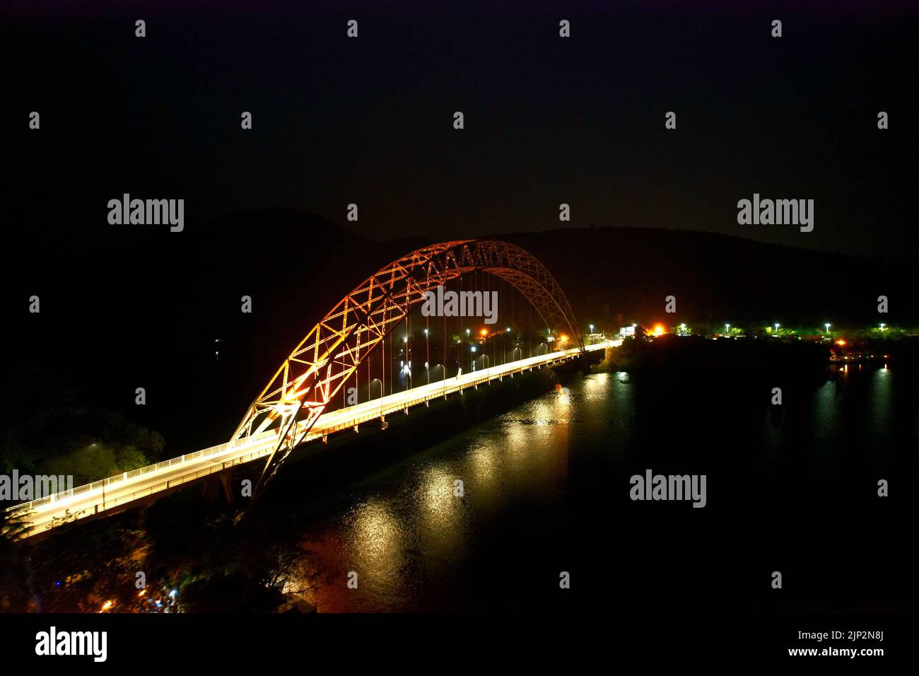 An evening view of the Adomi Bridge in Ghana Stock Photo