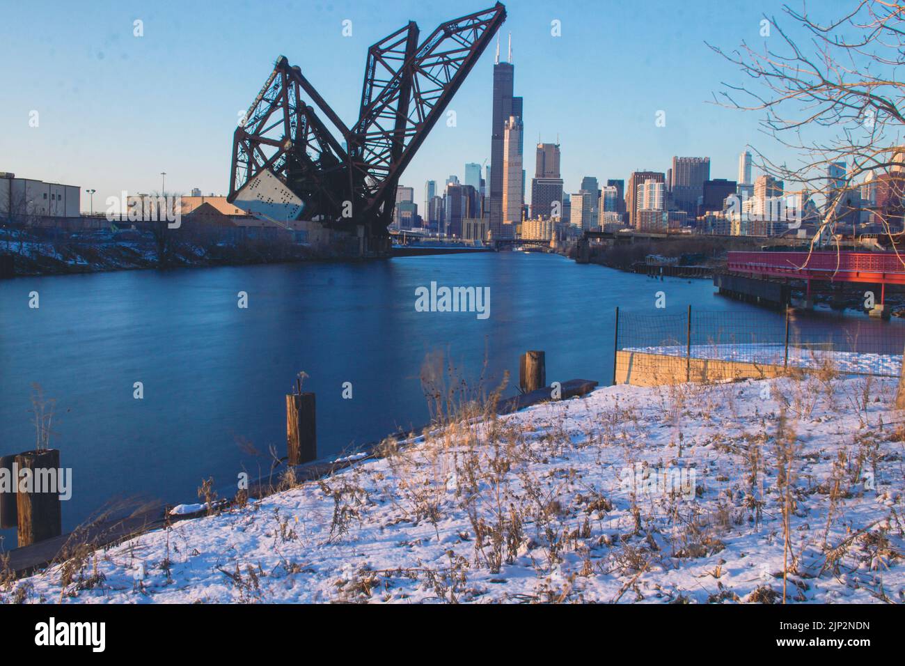 The Chicago river with beautiful buildings in the background Stock ...