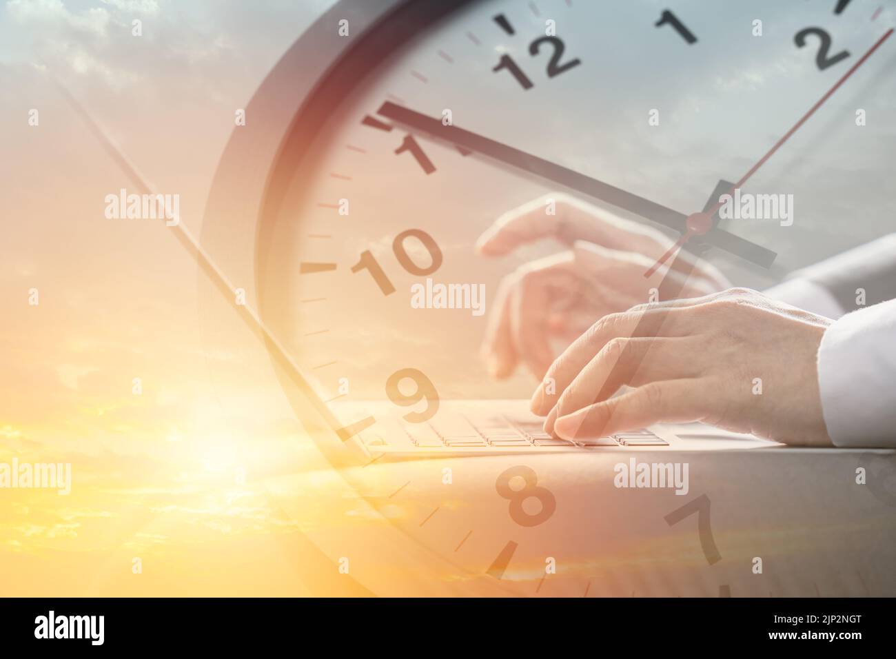 Business working times concept people work typing on laptop computer