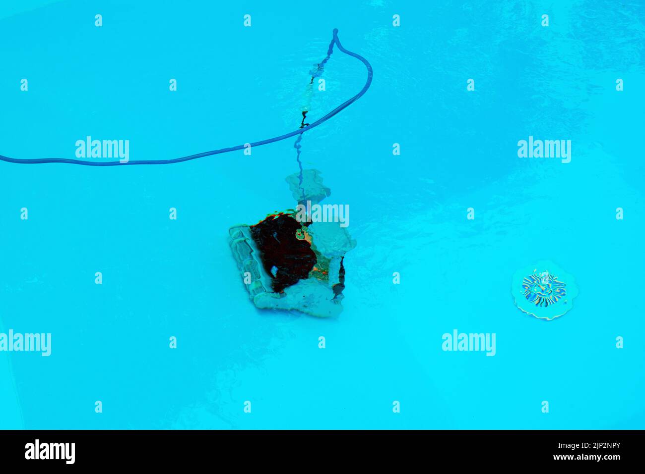 pool, pool cleaner, pools, wooden post Stock Photo - Alamy