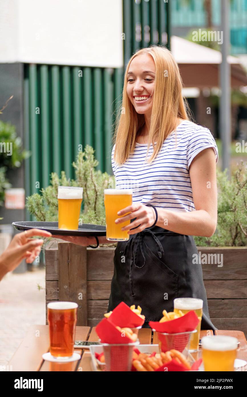 smiling, beer, restaurant, serve, waitress, serving, smile, beers, restaurants, serves Stock