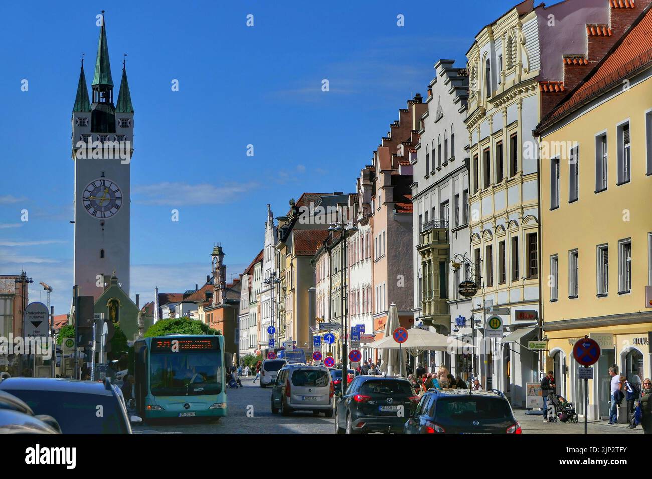 Picture shows Street and Cityphotography of Straubing in Bavaria, Germany Stock Photo