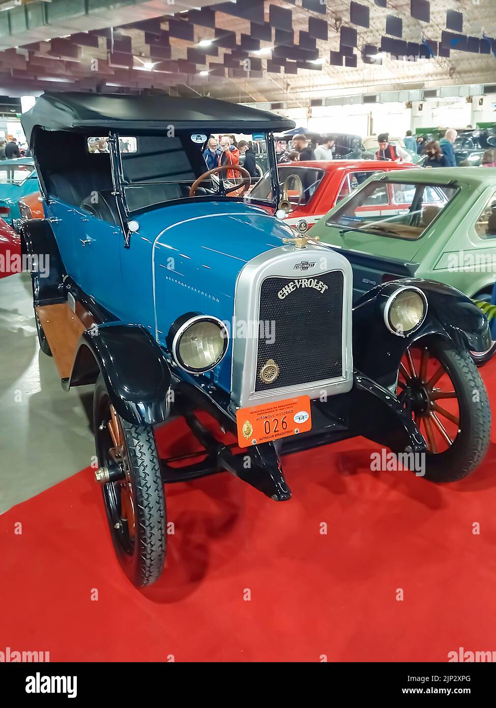 Berazategui, Argentina Jul 22, 2022 Old blue 1925 Chevrolet Chevy