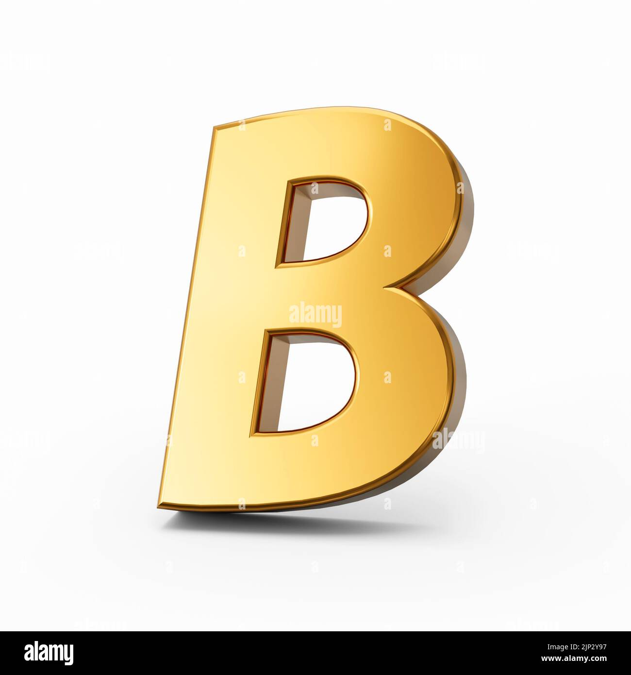A 3d rendering of a golden capital letter B isolated on a white background Stock Photo