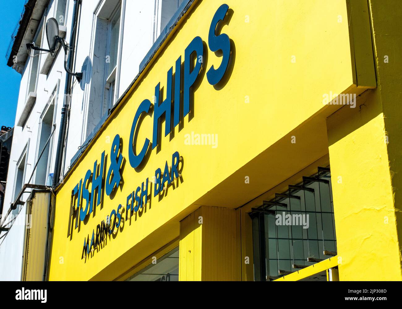 Dorking, Surrey Hills, London UK, August 13 2022, Traditional Fish and Chip Shop Logo And