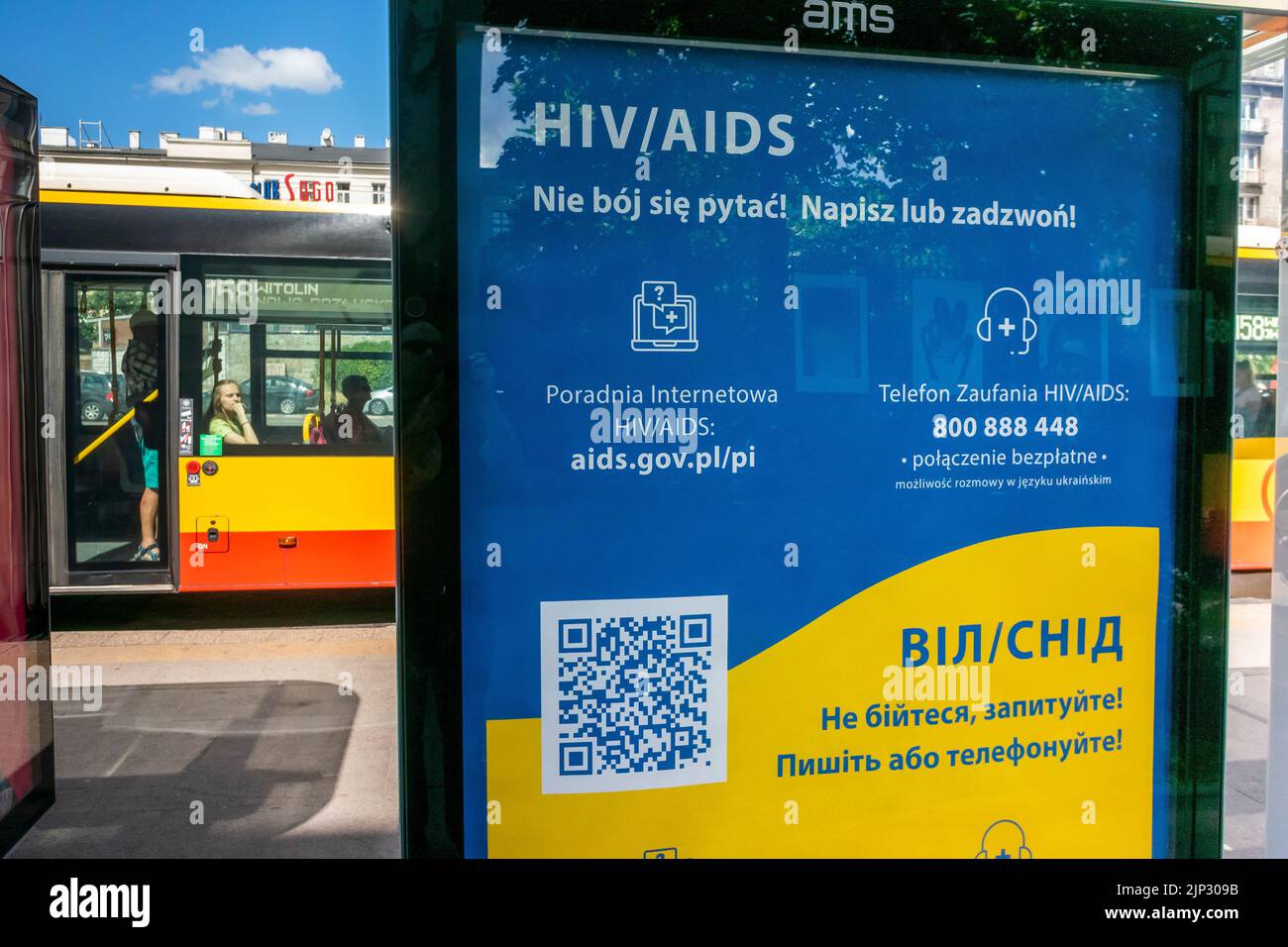 Warsaw, Poland, Detail, HIV/AIDS Testing Center Advertisement Poster on Street Stock Photo