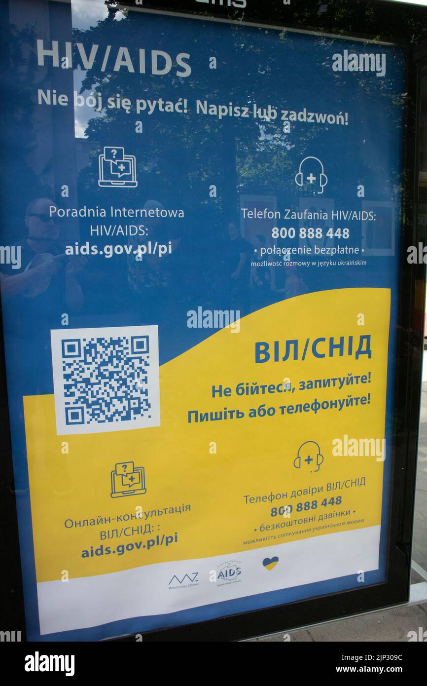 Warsaw, Poland, Detail, HIV/AIDS Testing Center Advertisement Poster on