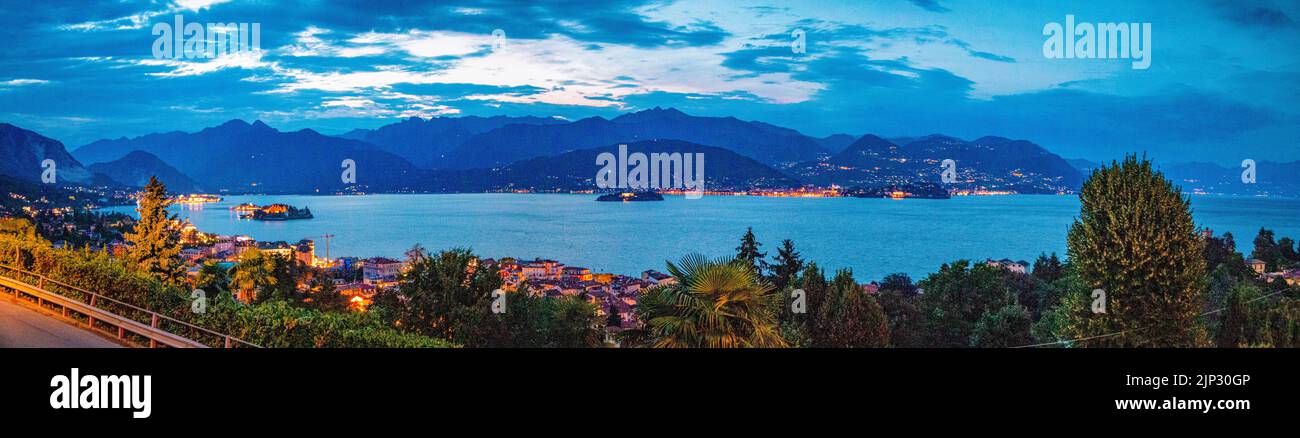 Beautiful Lake Maggiore at sunset on a hot, summer's day, Piedmote, Italy Stock Photo