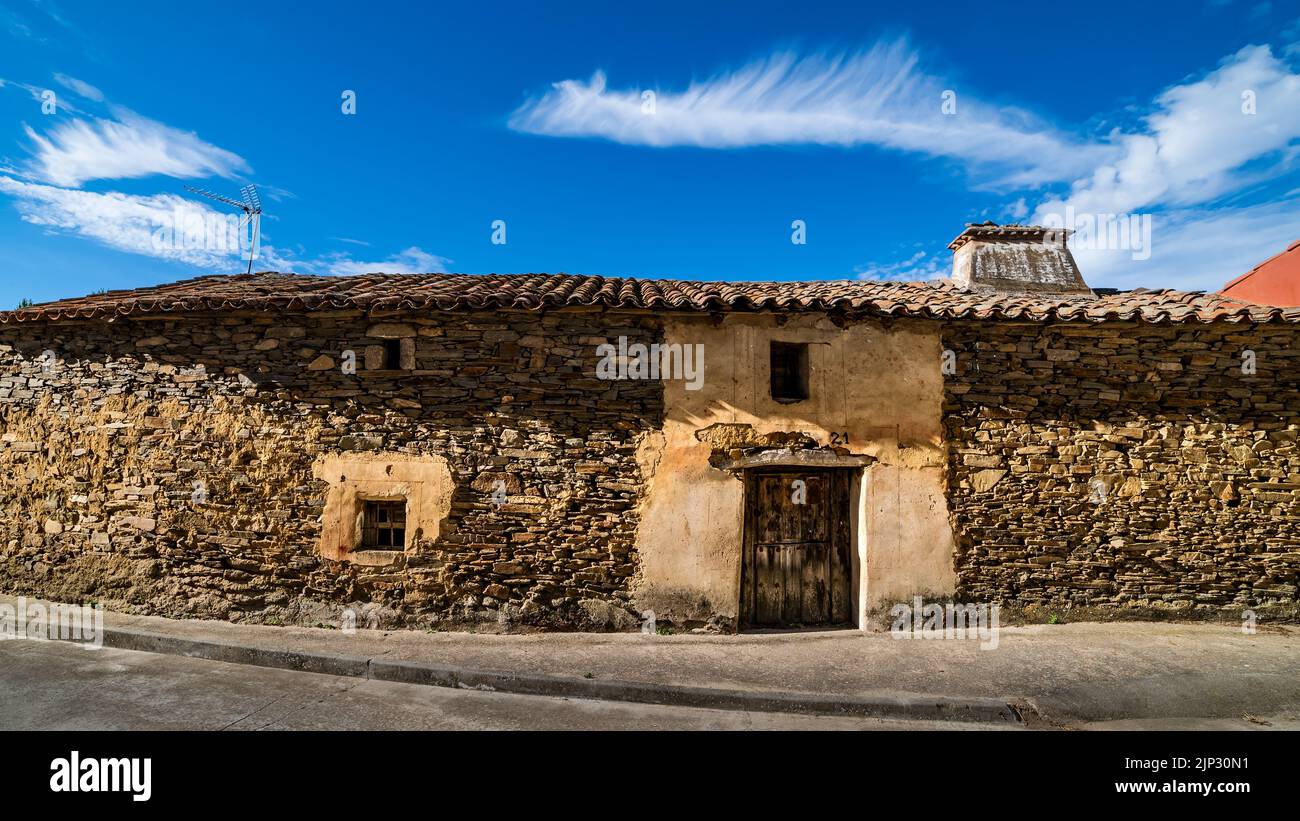 Old stone house in Avila Spain with panoramic view. Spain Stock Photo