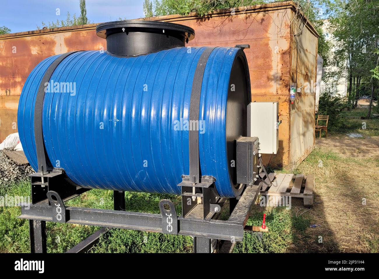 Metal mobile mini gas station for diesel fuel and diesel fuel Stock