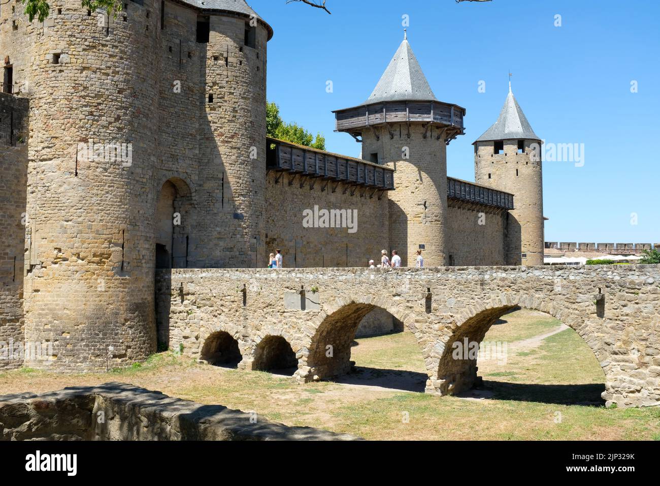 La Citie. Medieval Castle in Carcassonne France. Stock Photo