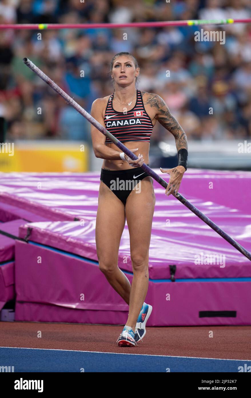 Anicka Newell of Canada competing in the women's pole vault final at the Commonwealth Games at