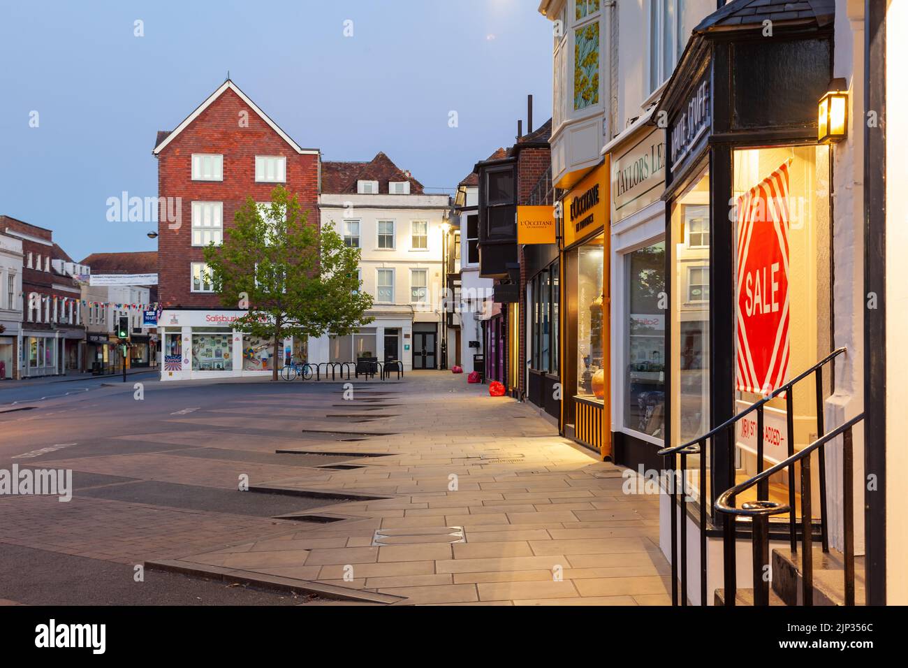 Summer dawn in Salisbury city centre, Wiltshire Stock Photo Alamy