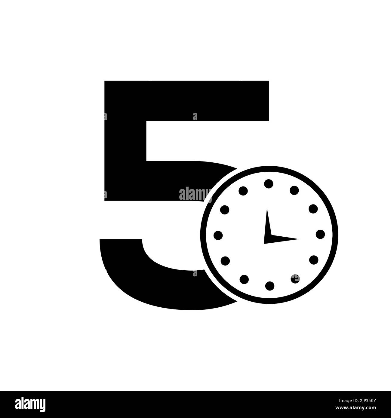 Letter 5 Clock Logo Design Vector Template Stock Vector