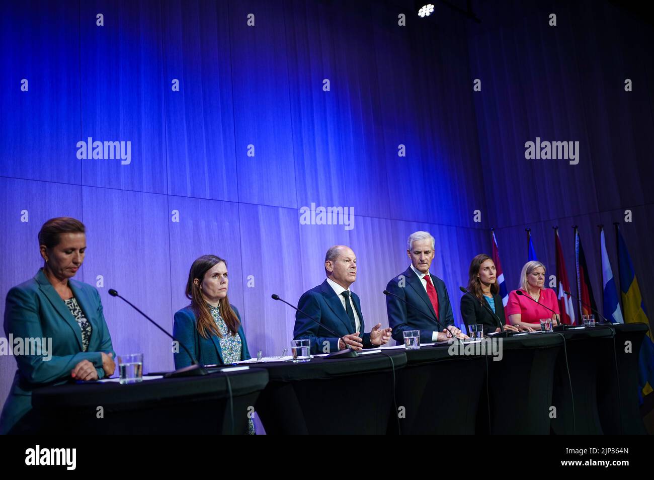 Oslo, Norway. 15th Aug, 2022. German Chancellor Olaf Scholz (3rd from