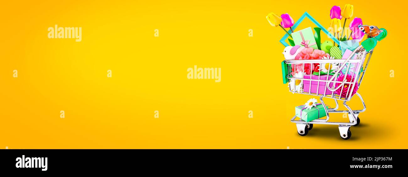easter, cart, easter time, easter gift, easters, carts, easter gifts Stock Photo
