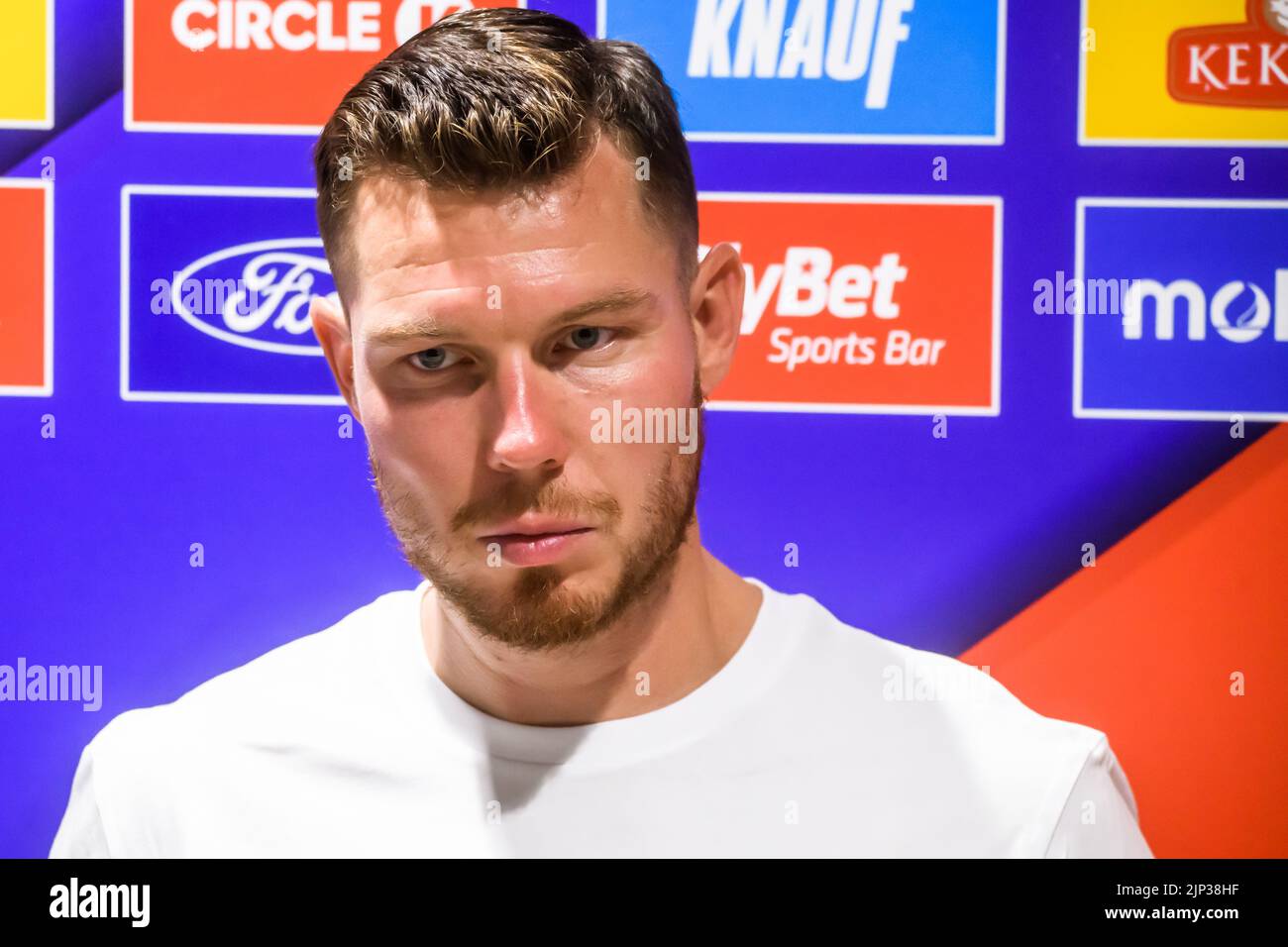 RIGA, LATVIA. 15th August 2022. Dairis Bertans, during Press conference ...