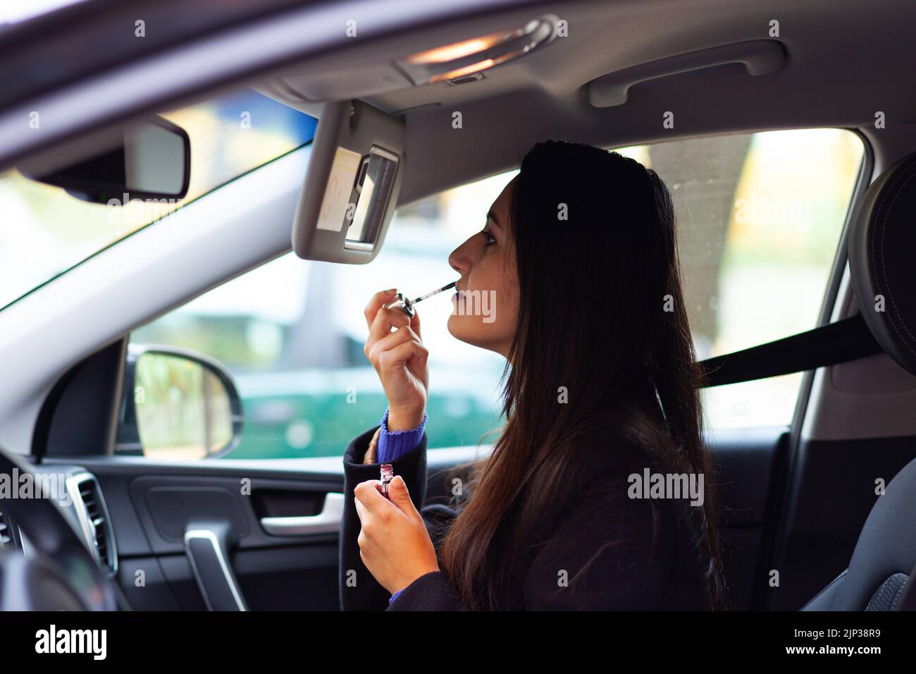 woman, car, makeup, driving mirror, female, ladies, lady, women, cars