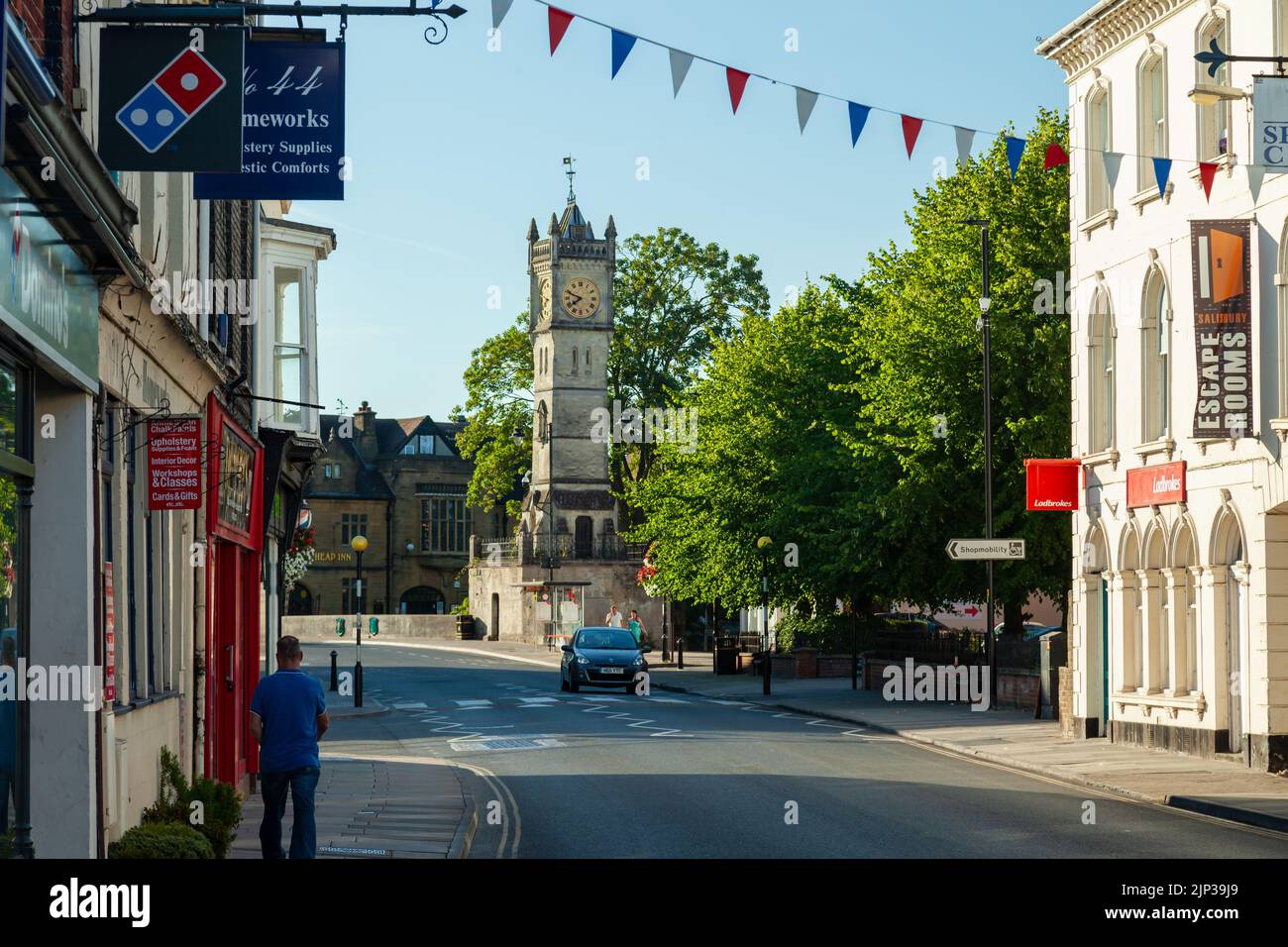 Summer morning in Salisbury city centre, Wiltshire, England Stock Photo