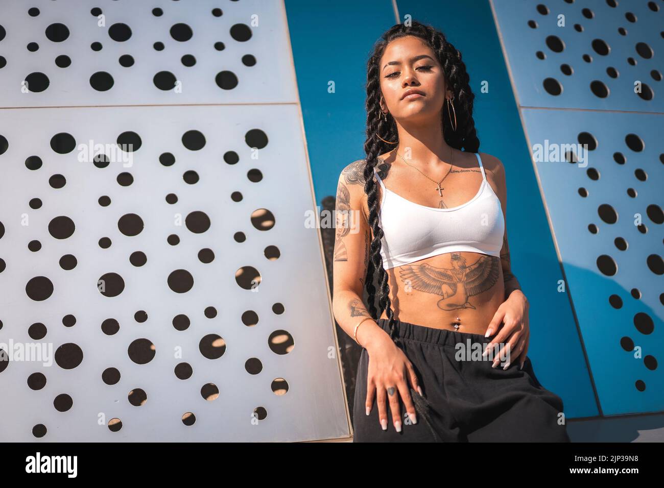 Stylish young woman long braids hi-res stock photography and images - Alamy