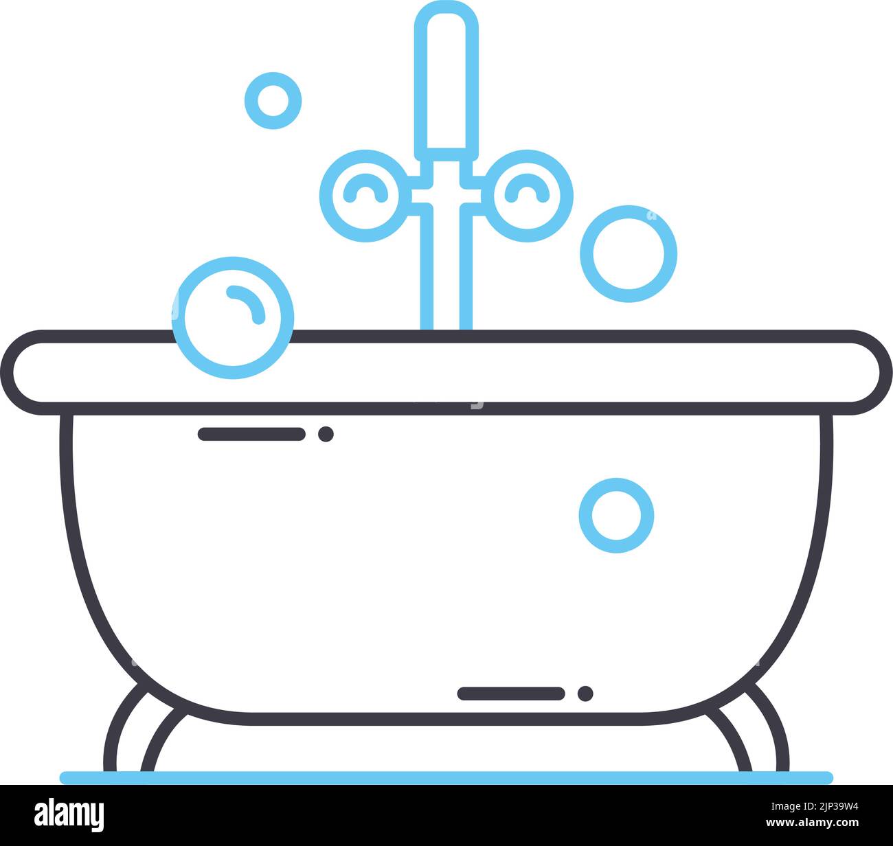 bathtub line icon, outline symbol, vector illustration, concept sign ...