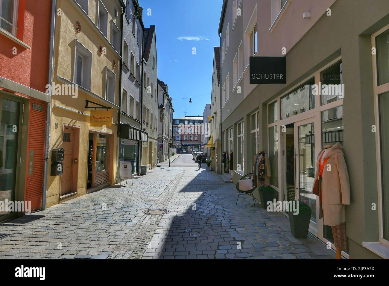 Picture shows city and streetphotography while walking through Straubing in Bavaria, Germany Stock Photo