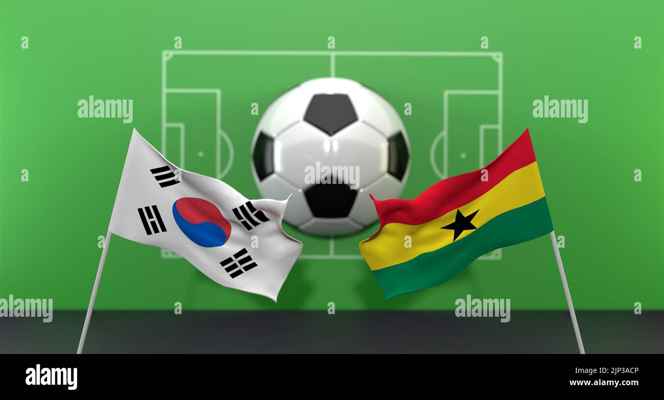 South Korea vs Ghana soccer Match FIFA World Cup Qatar 2022, on blur ...
