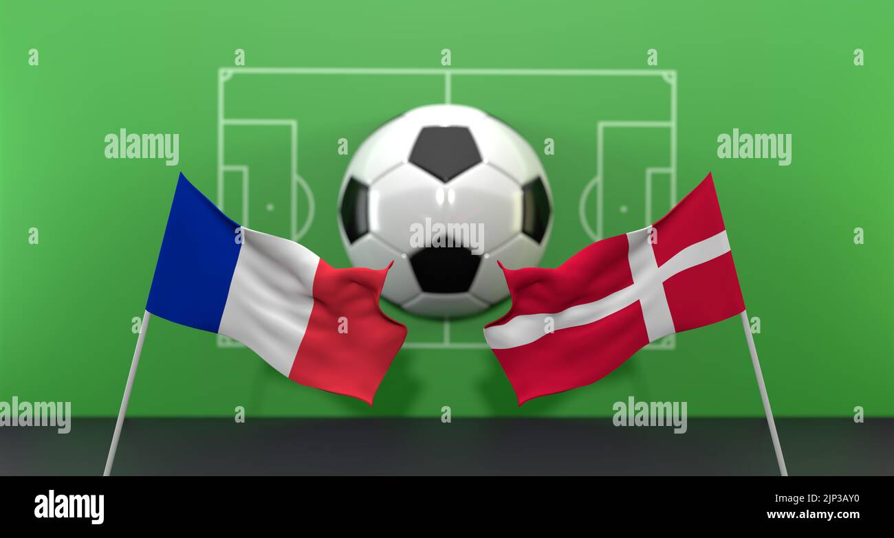 France vs Denmark soccer Match FIFA World Cup Qatar 2022, on blur